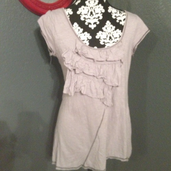 Gray Ruffled Top
