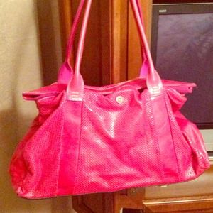 SOFIA C. All leather deep pink large shoulder tote