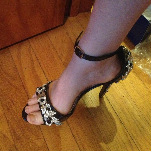 Ankle strap spike open toe platforms