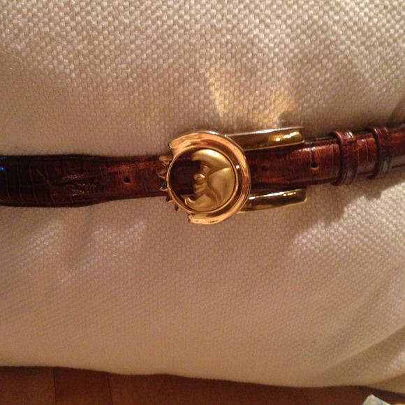 Brown leather belt with Gold sun/moon buckle.