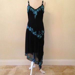 Black dress with aqua