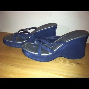 Blue wedge sandals. Reduced to $8