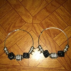 Spiked sparkling earrings, handmade
