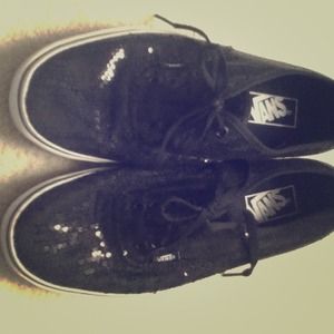 Size 10 black sequin Vans
