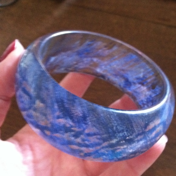 Blue and gold plastic bangle