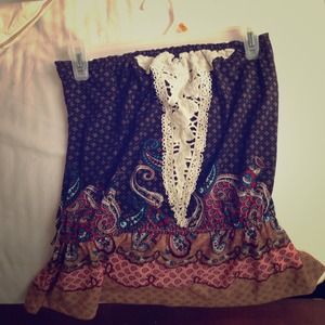 Bohemian strapless  tube top