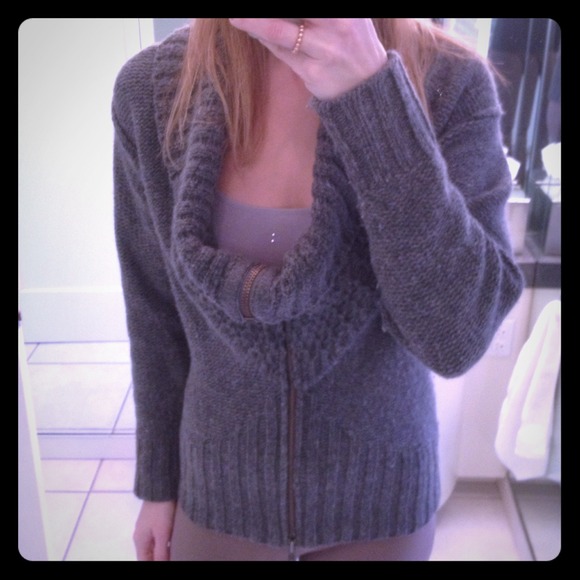 C&C California cashmere blend zip cardigan.