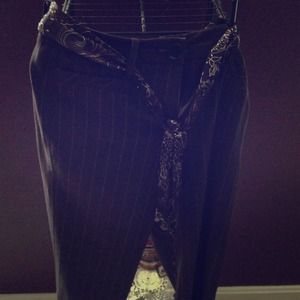 Dark brown white pinstripe slack