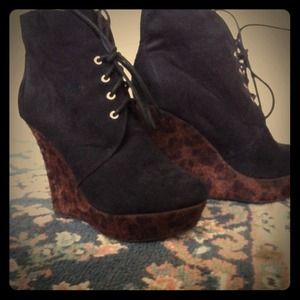 Suade and leopard textures wedged