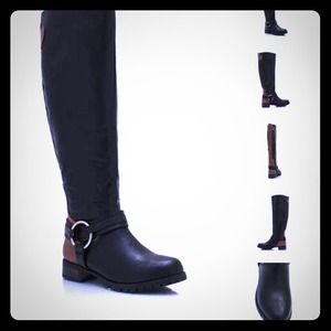Black faux Leather Riding Boots