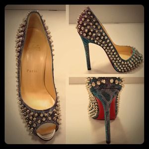 Christian Louboutin peep toe stilettos.