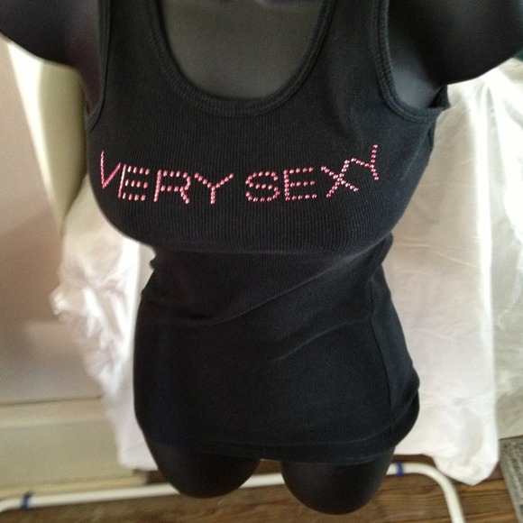 Victoria's Secret Tops - SOLD @lunatk  Very Sexy pink studded black Tank