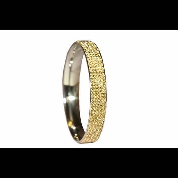 Swarovski inspiredGold sparkle gold tone bangle - Picture 2 of 3