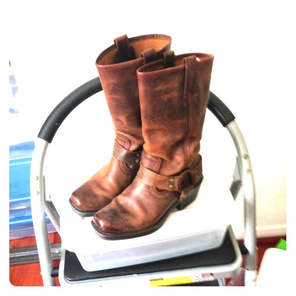 Target brand brown leather upper boots