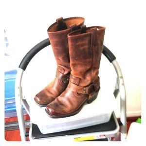 Target brand brown leather upper boots