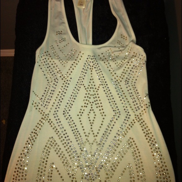 💙SOLD💙white with silver & gold sequins tank top
