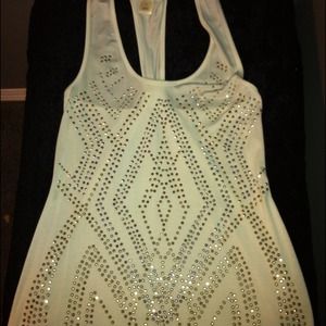 💙SOLD💙white with silver & gold sequins tank top