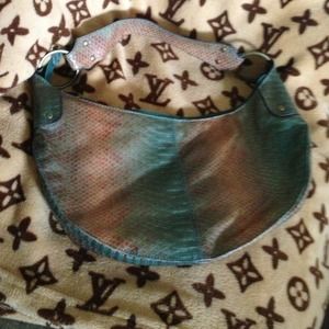 Green / orange medium hobo bag.