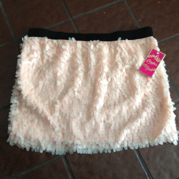 Pink sequin skirt