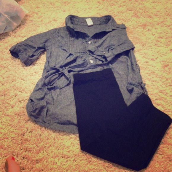 Little girls outfit jean top an leggings