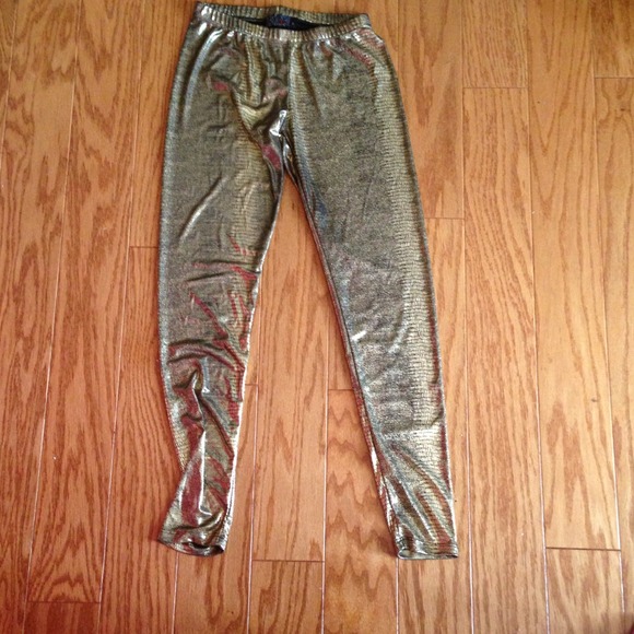 Metallic gold  and black snake skin print Leggins