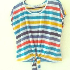 Rainbow shirt with front tie knot!