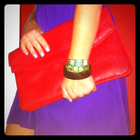 Vintage faux ostrich clutch!