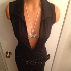 Silver Toned Butterfly Pendant Necklace more pics