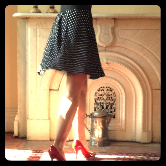 Black and white polka-dot skirt