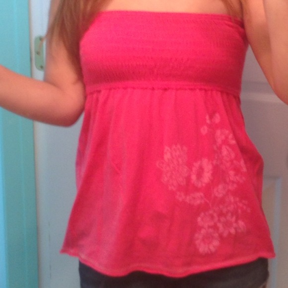 Pink tie tube top