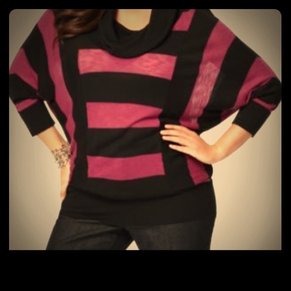 🔴SOLD🔴Plus Size 3x Fushia & Black stripe dolman