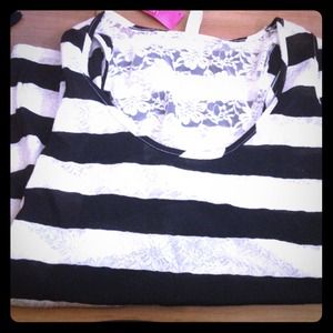 Black and white floral lace tank top