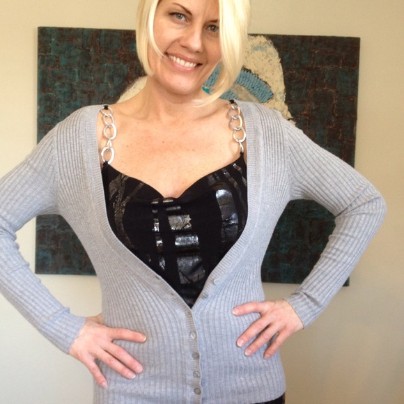 Sold Express Gray Button Up Cardigan - Picture 2 of 3