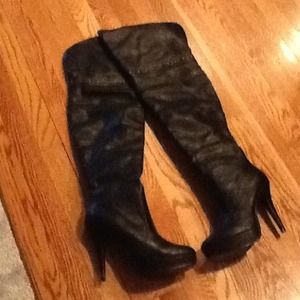 Leather thigh high boots