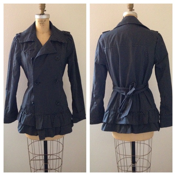 Black & White Polk A Dot Rain Coat Size M