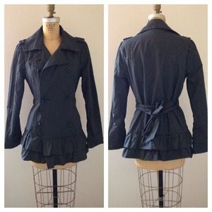 Black & White Polk A Dot Rain Coat Size M