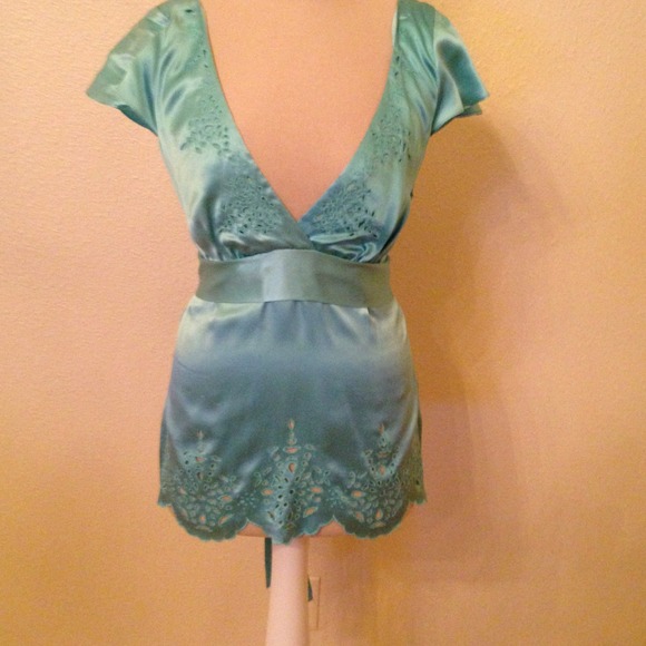 BCBG light blue silky blouse