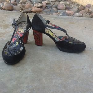 REDUCED Miss L-Fire Strappy-Top Black Shoes