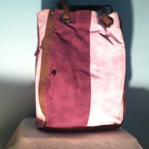 Purple suede handbag