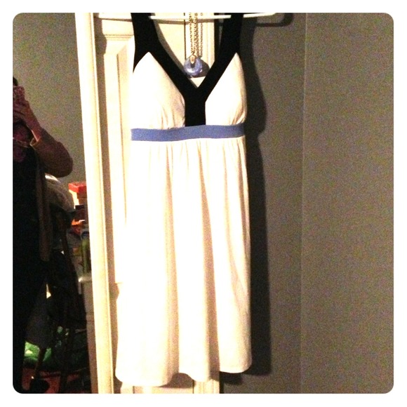 Charlotte Russe White dress with blue accents.