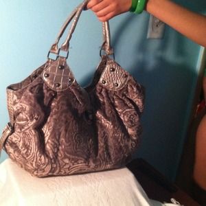 Velvet pewter handbag