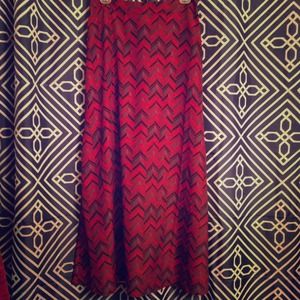 Red patterned maxi skirt!