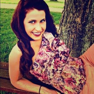 One shoulder, floral top.