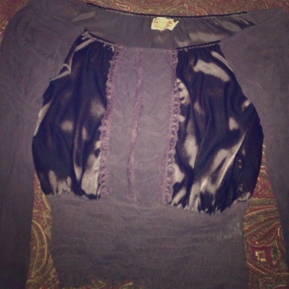 Brown peasant style (off the shoulder) blouse - Picture 1 of 3