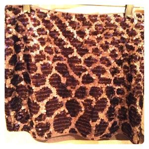 Express Leopard Print Sequins Skirt
