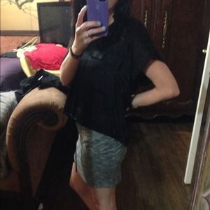 Black silk short sleeve dressy shirt