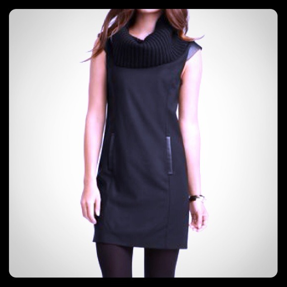 Ann Taylor Dresses & Skirts - Ann Taylor Black Sheath Cowl Neck Sweater Dress