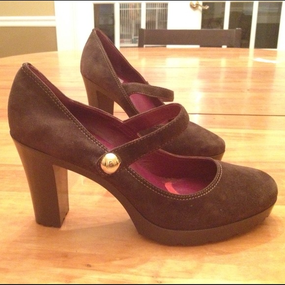 COACH Brown suede heels, Authentic and gently worn