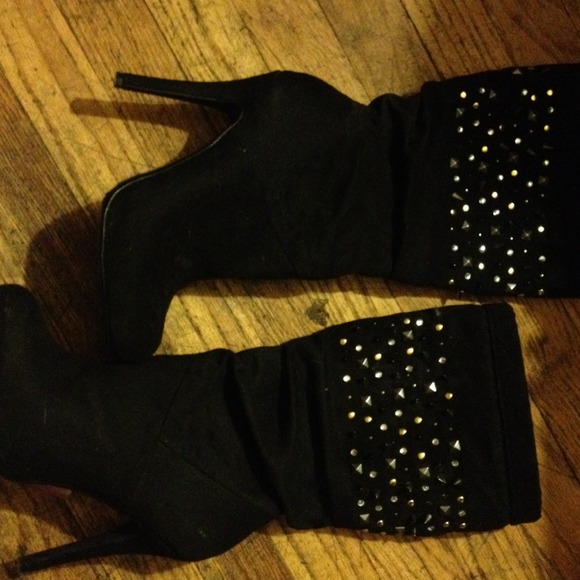 Black studded boot heels