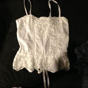 Abercrombie & Fitch white Lacey tank